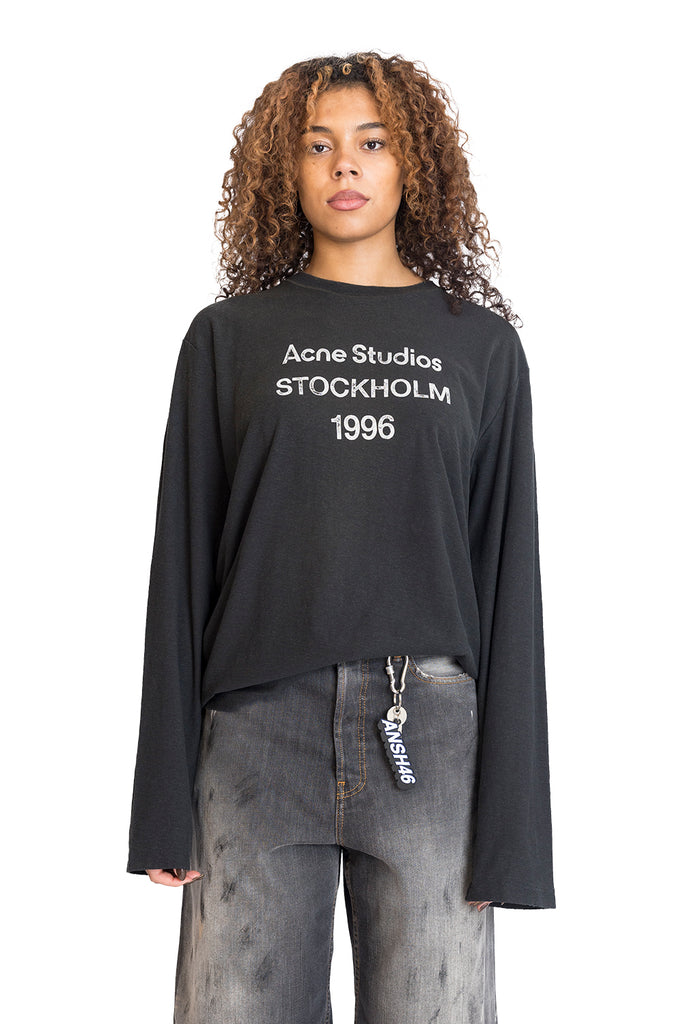 Acne Studios LOGO T-SHIRT - RELAXED FIT LS FADED BLACK Dark Slate Gray