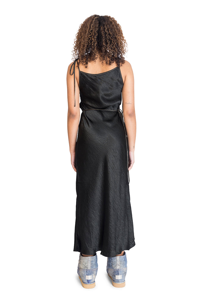 Acne Studios SATIN DRESS BLACK Dark Slate Gray