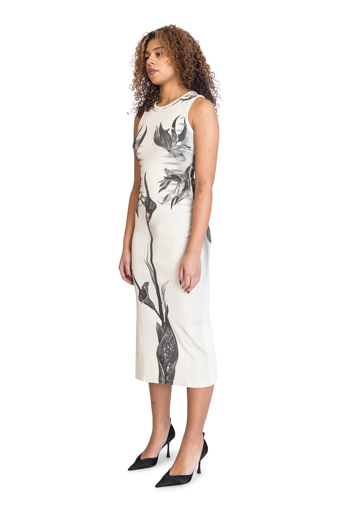 JEAN PAUL GAULTIER LONG DRESS "FLOWER BODY MORPHING MARINIERE" GREY Light Gray