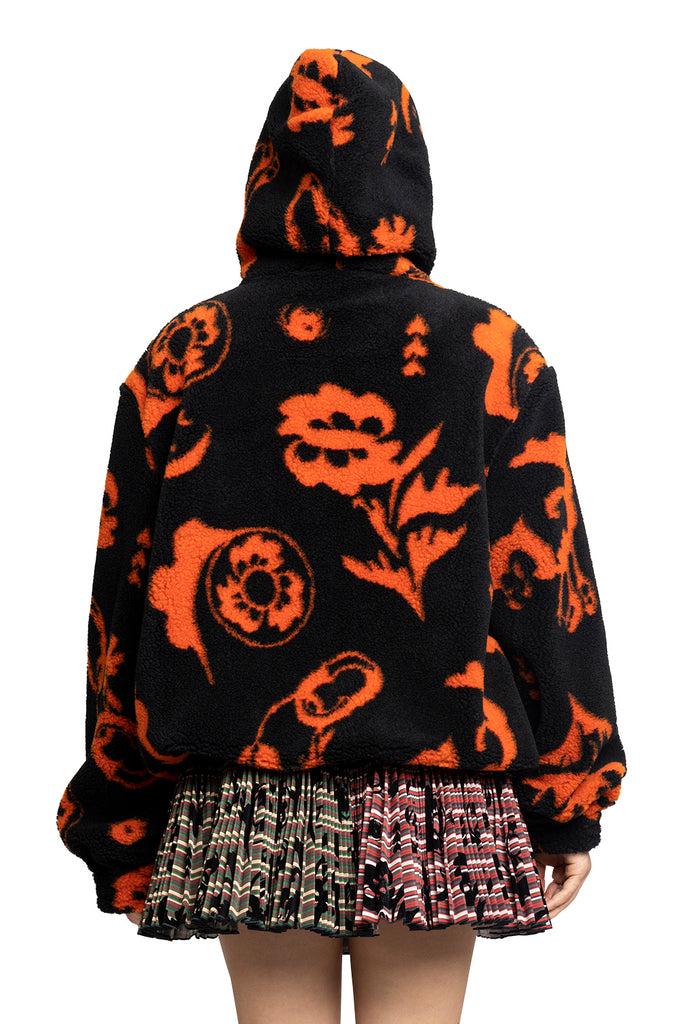 CHOPOVA LOWENA OVERSIZED HOODED FLEECE ORANGE AND BLACK Chocolate