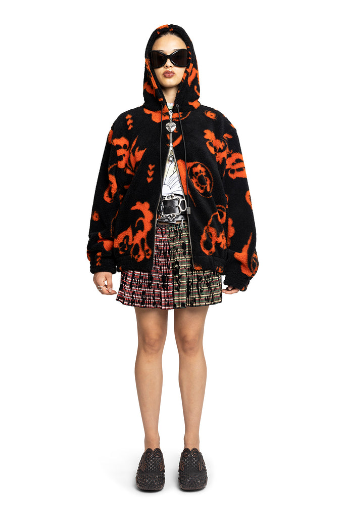 CHOPOVA LOWENA OVERSIZED HOODED FLEECE ORANGE AND BLACK Black