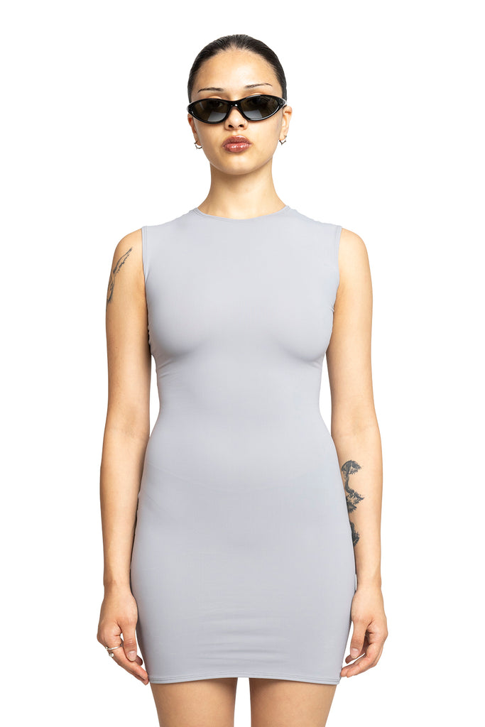 ENTIRE STUDIOS SLEEVELESS MINI - NYLON SPANDEX RHINO Light Gray