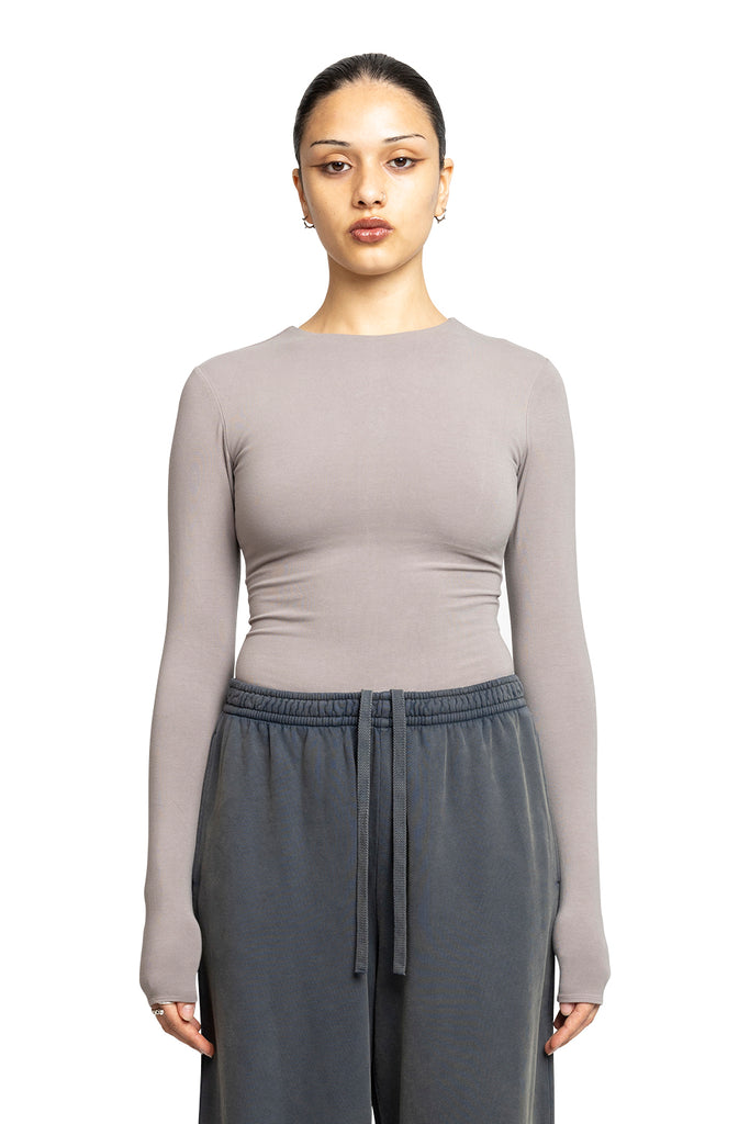 ENTIRE STUDIOS LS BODYSUIT - COTTON SPANDEX SATELLITE Gray