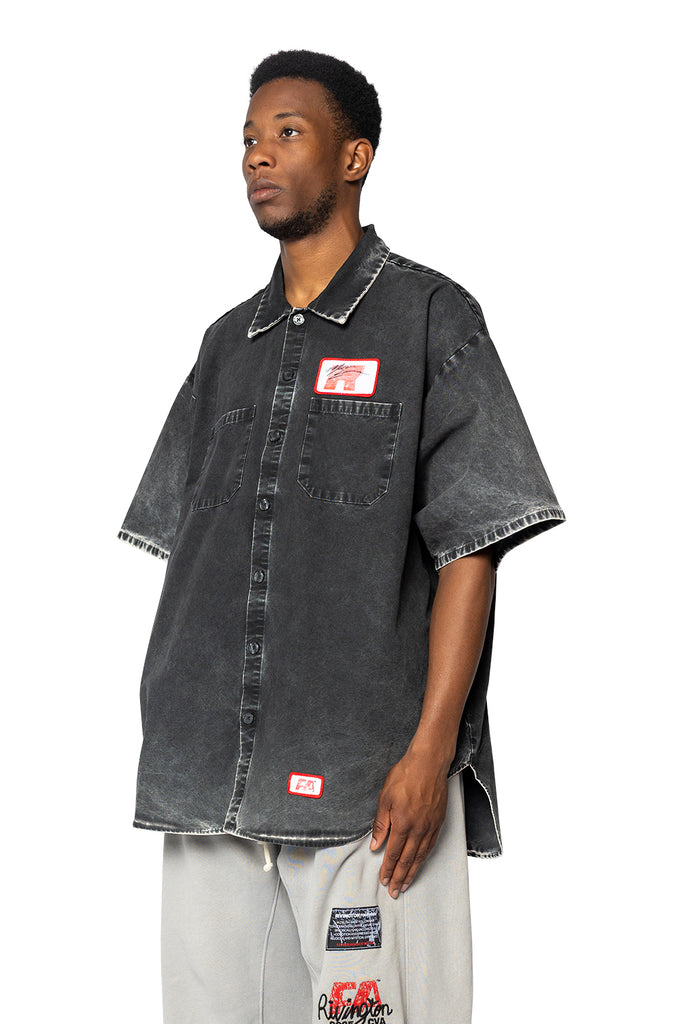 123 RIVINGTON WORKING MAN SHIRT WASHED BLACK Dark Slate Gray