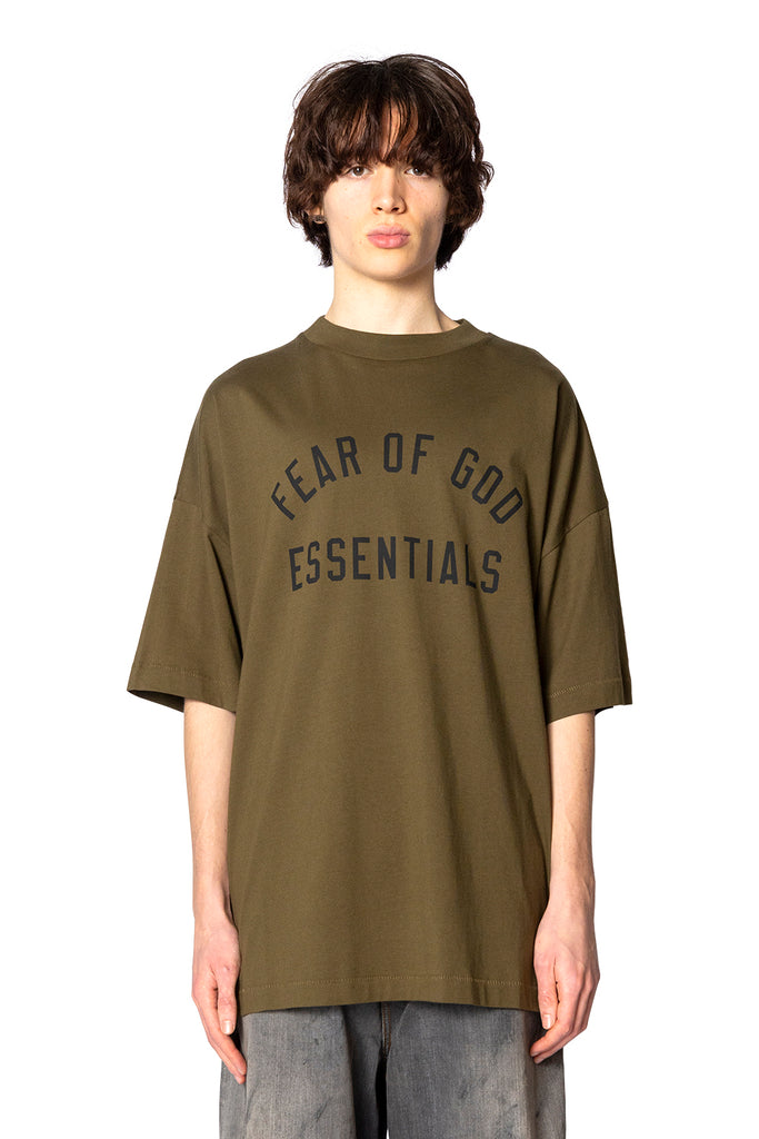 FOG ESSENTIALS JERSEY CREWNECK TEE OLIVE Dark Olive Green