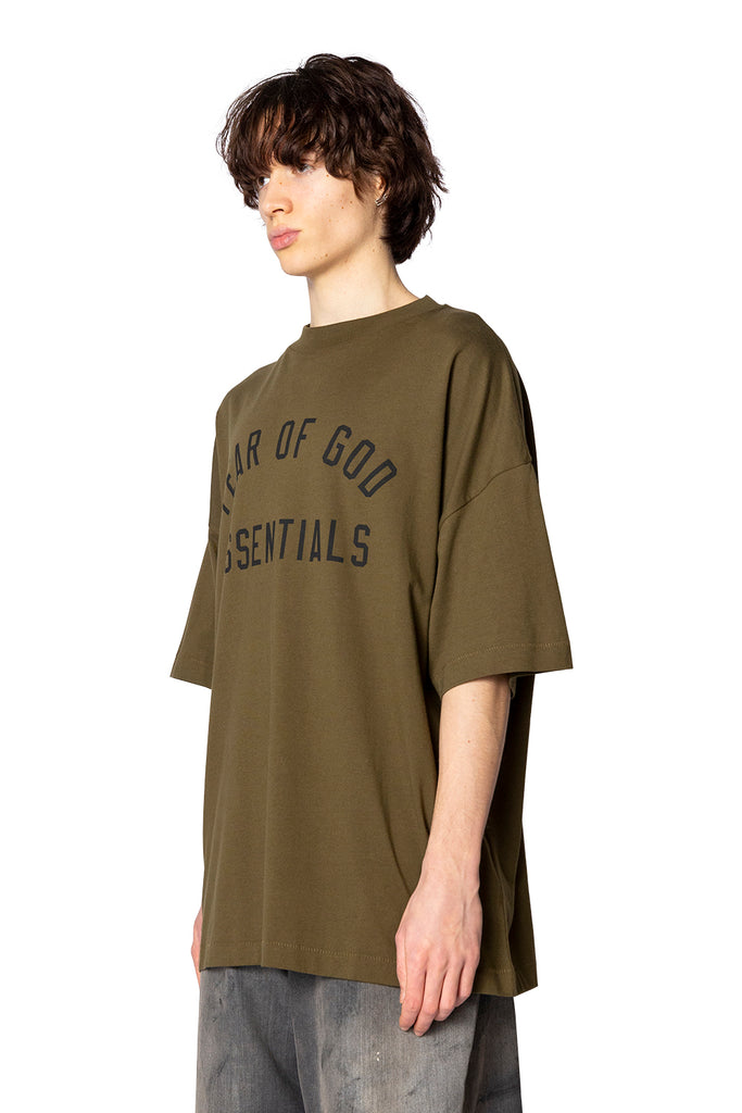 FOG ESSENTIALS JERSEY CREWNECK TEE OLIVE Dark Olive Green