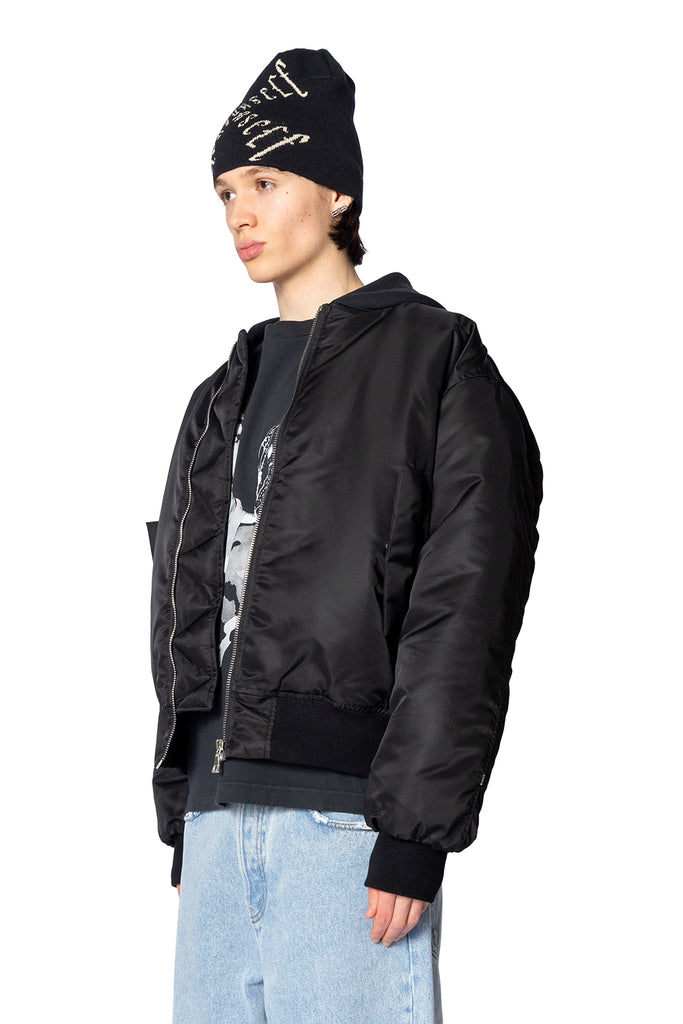 ASKYURSELF HOODED BOMBER JACKET BLACK Gray