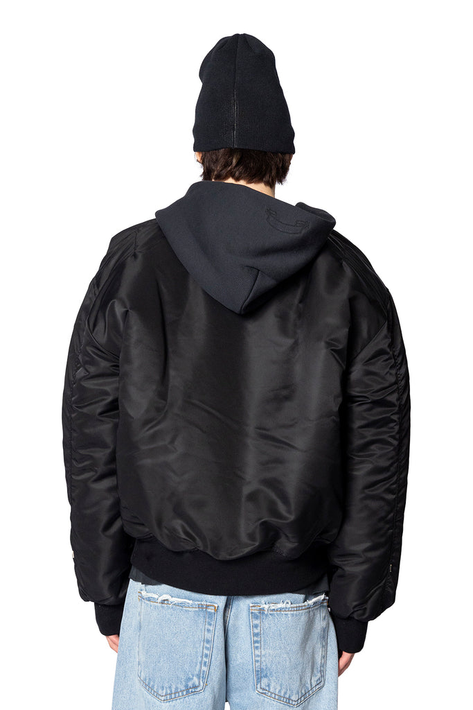 ASKYURSELF HOODED BOMBER JACKET BLACK Dark Slate Gray