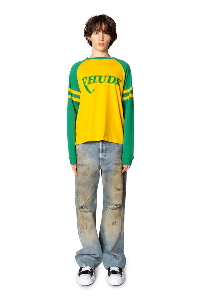 RHUDE SAN PAULO LONG SLEEVE TEE YELLOW/GREEN Light Slate Gray