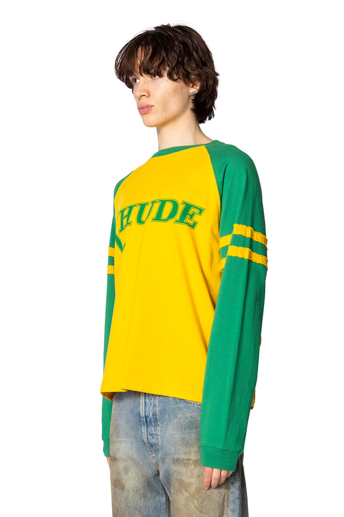 RHUDE SAN PAULO LONG SLEEVE TEE YELLOW/GREEN Gold