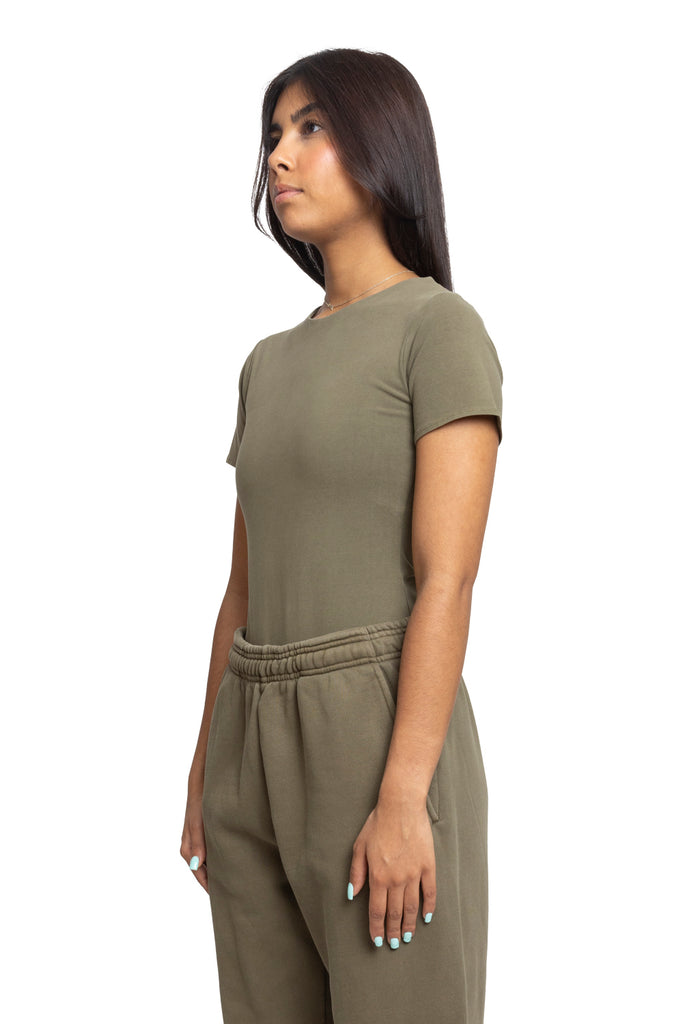 ENTIRE STUDIOS TEE BODYSUIT - COTTON SPANDEX MILITARY Light Gray