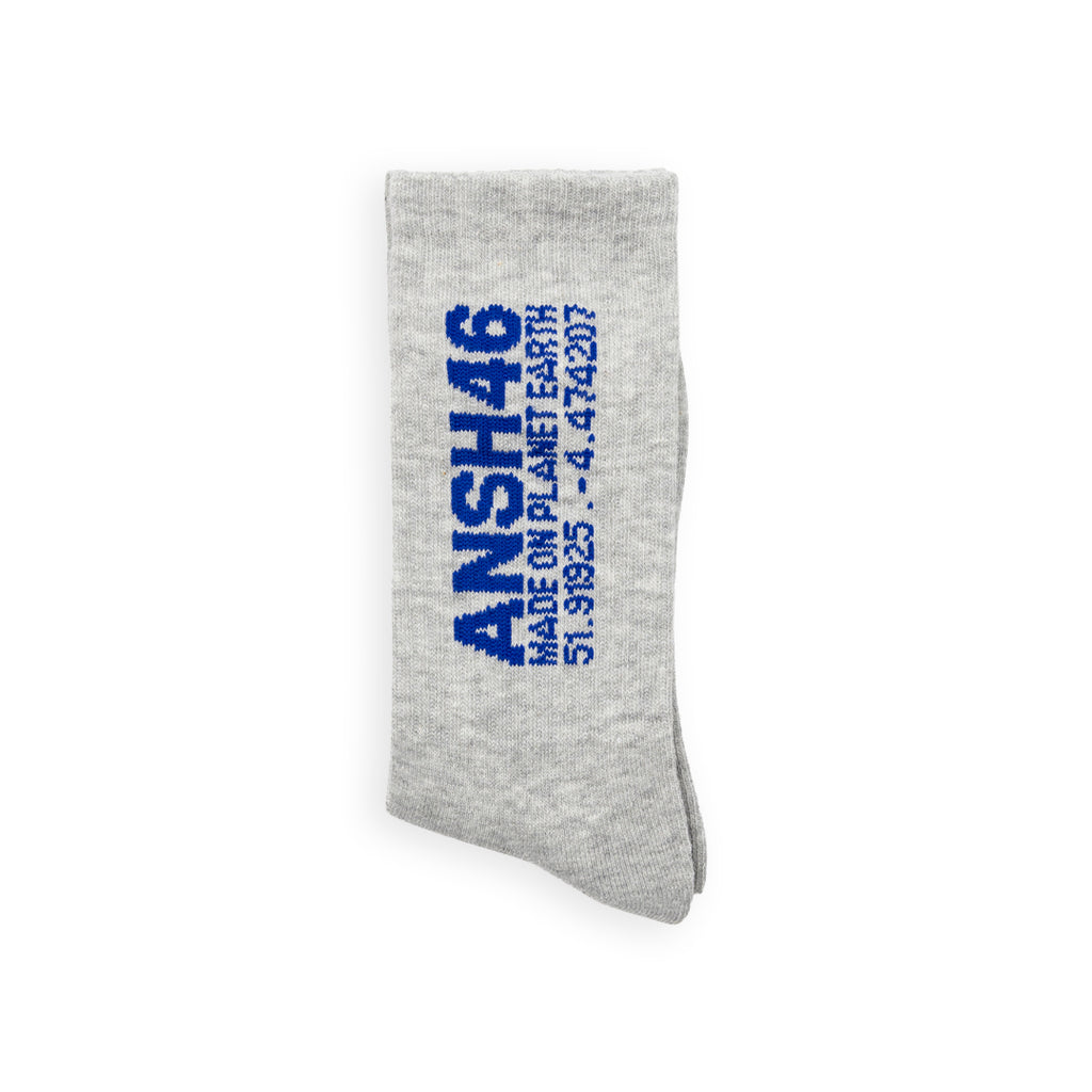 ANSH46 LOGO SOCKS GREY / BLUE Light Gray