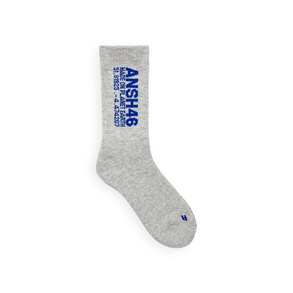 ANSH46 LOGO SOCKS GREY / BLUE Gray