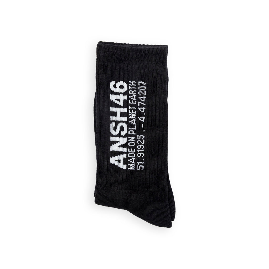 ANSH46 LOGO SOCKS BLACK / WHITE Lavender