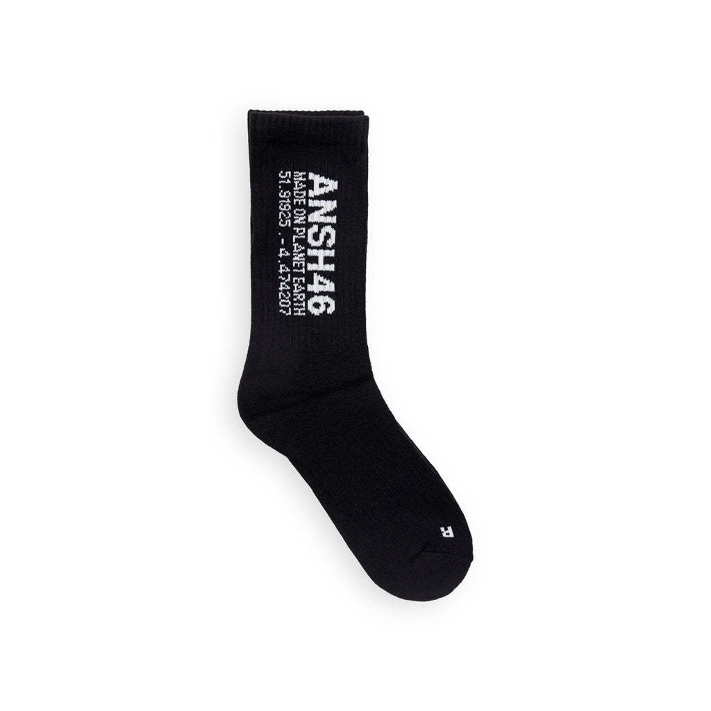 ANSH46 LOGO SOCKS BLACK / WHITE Black