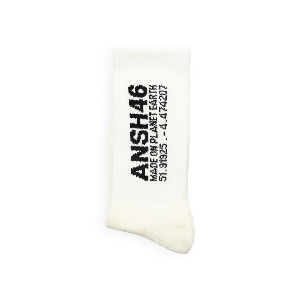 ANSH46 LOGO SOCKS WHITE / BLACK White Smoke