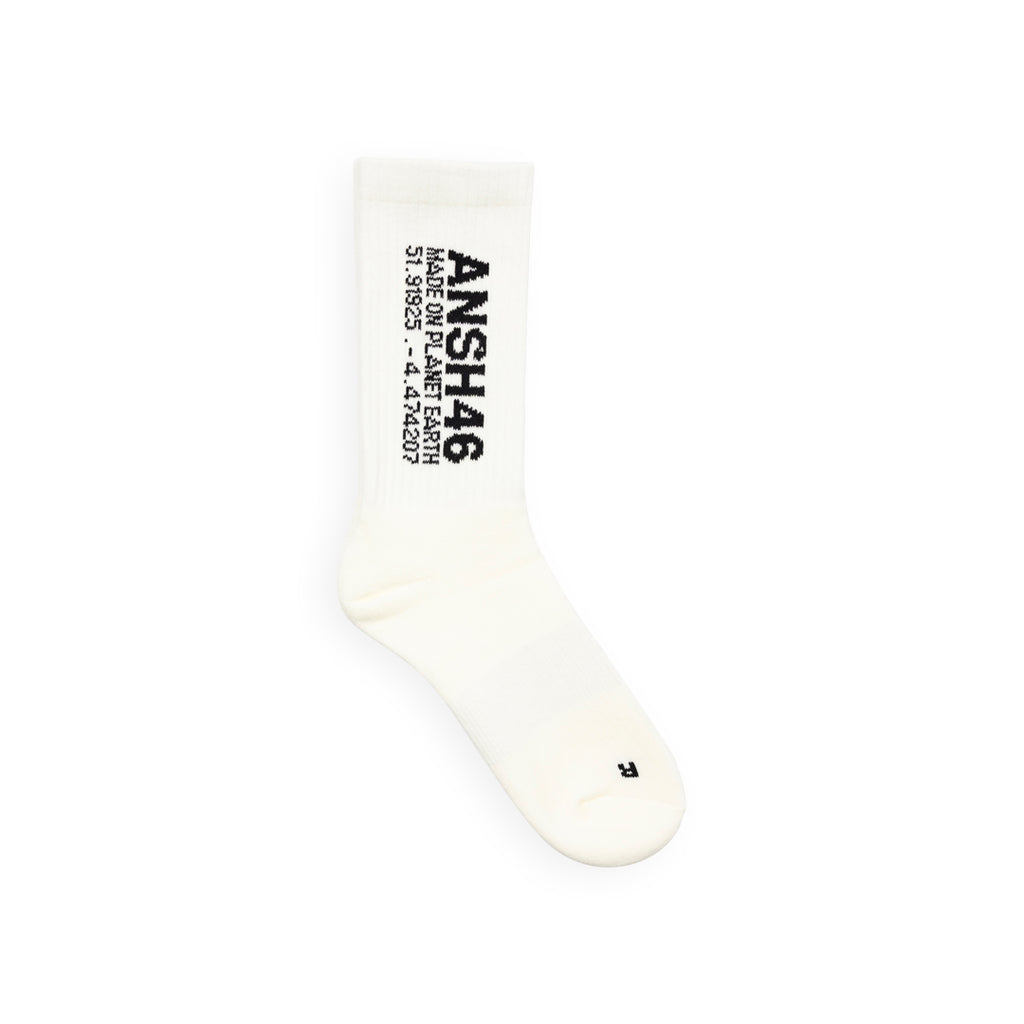 ANSH46 LOGO SOCKS WHITE / BLACK White Smoke