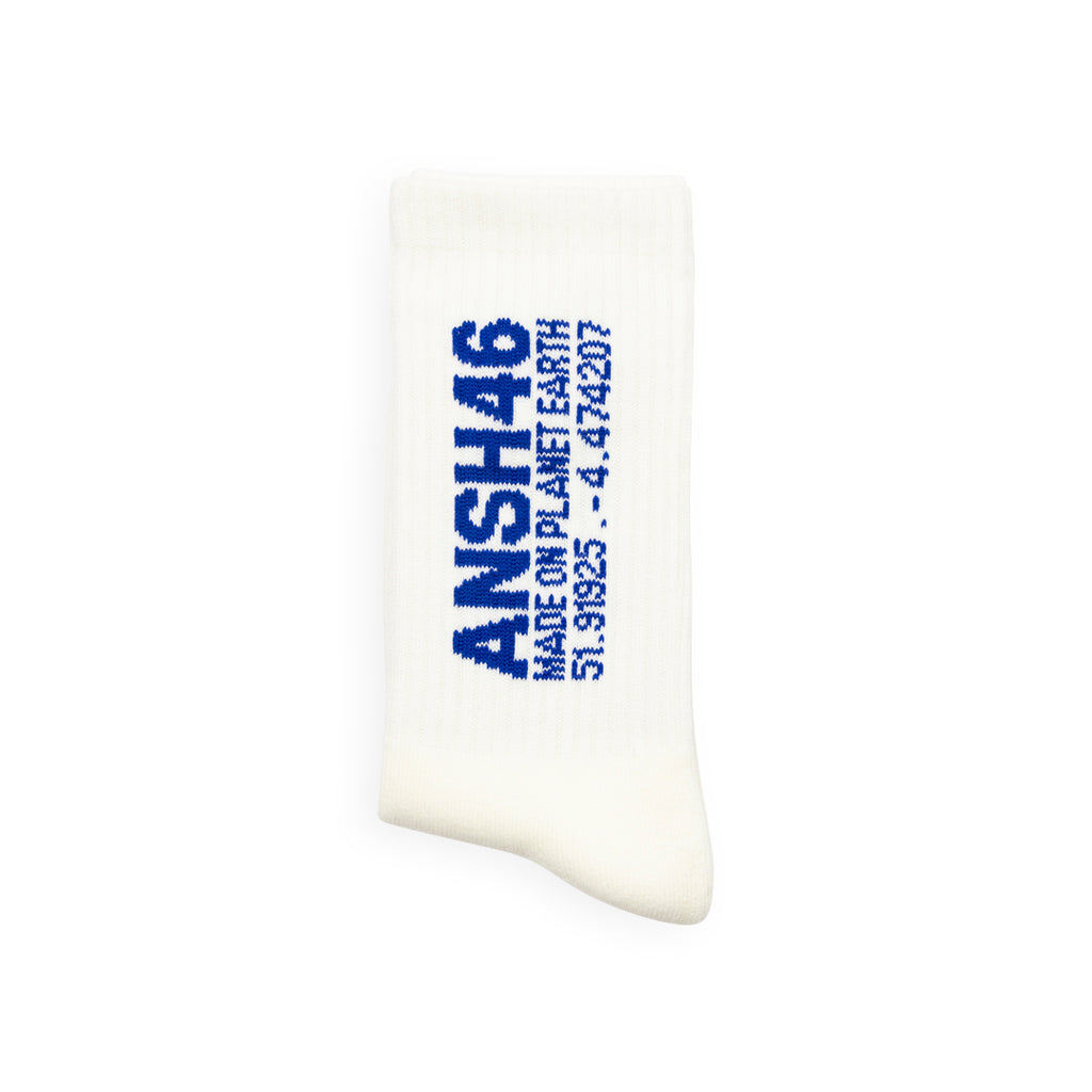 ANSH46 LOGO SOCKS WHITE / BLUE White Smoke