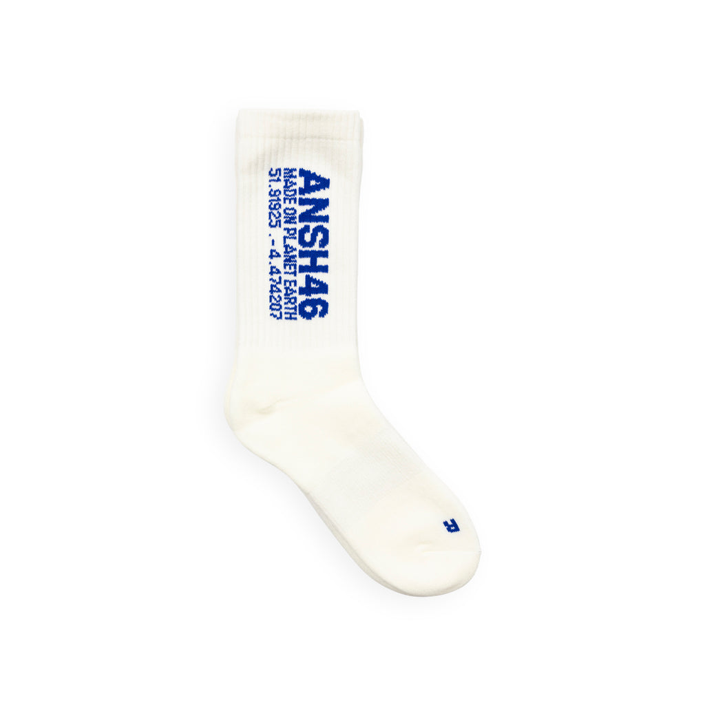 ANSH46 LOGO SOCKS WHITE / BLUE White Smoke