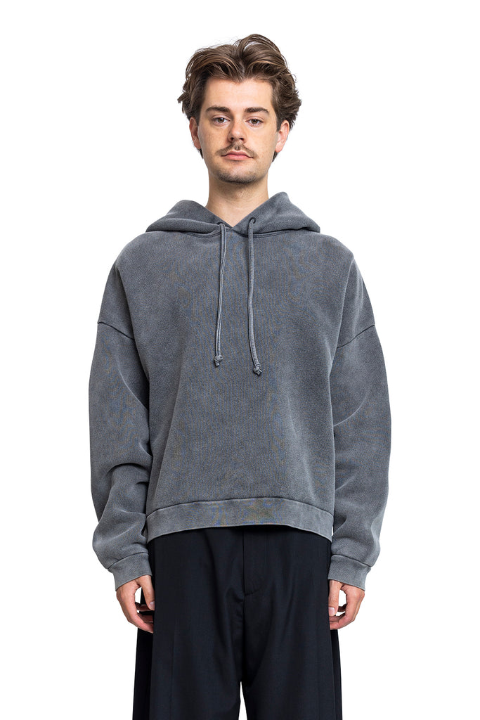Acne Studios HOODED SWEATER LOGO PATCH FADED BLACK Dim Gray