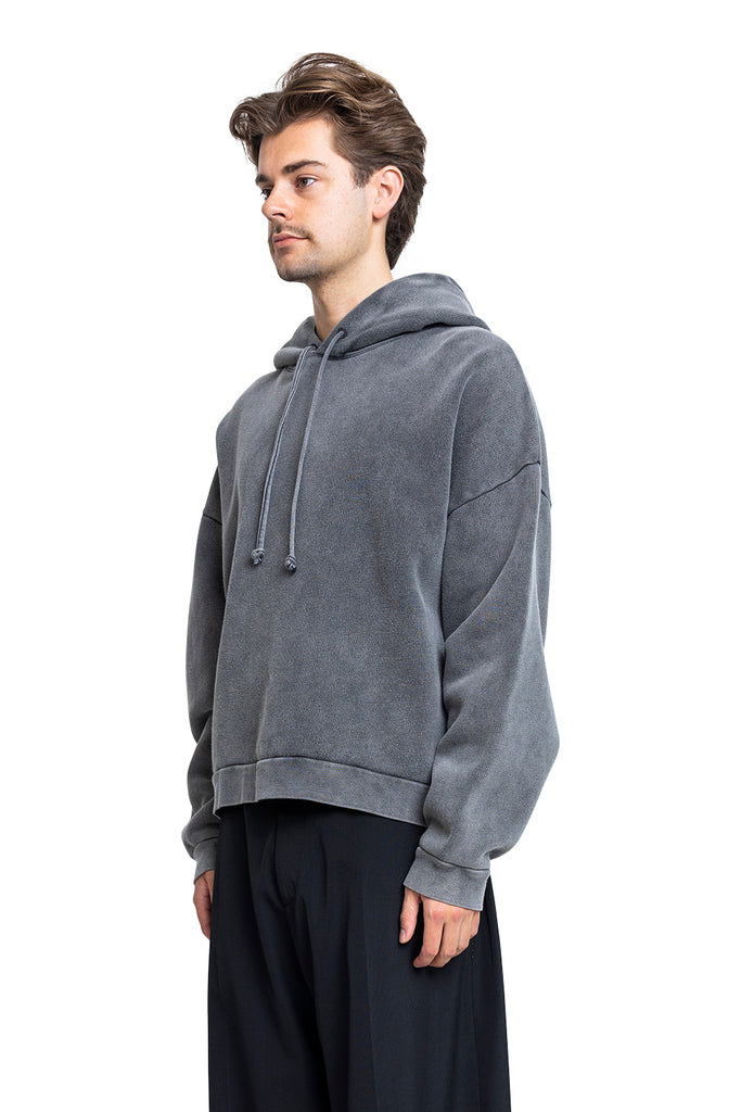 Acne Studios HOODED SWEATER LOGO PATCH FADED BLACK Dim Gray