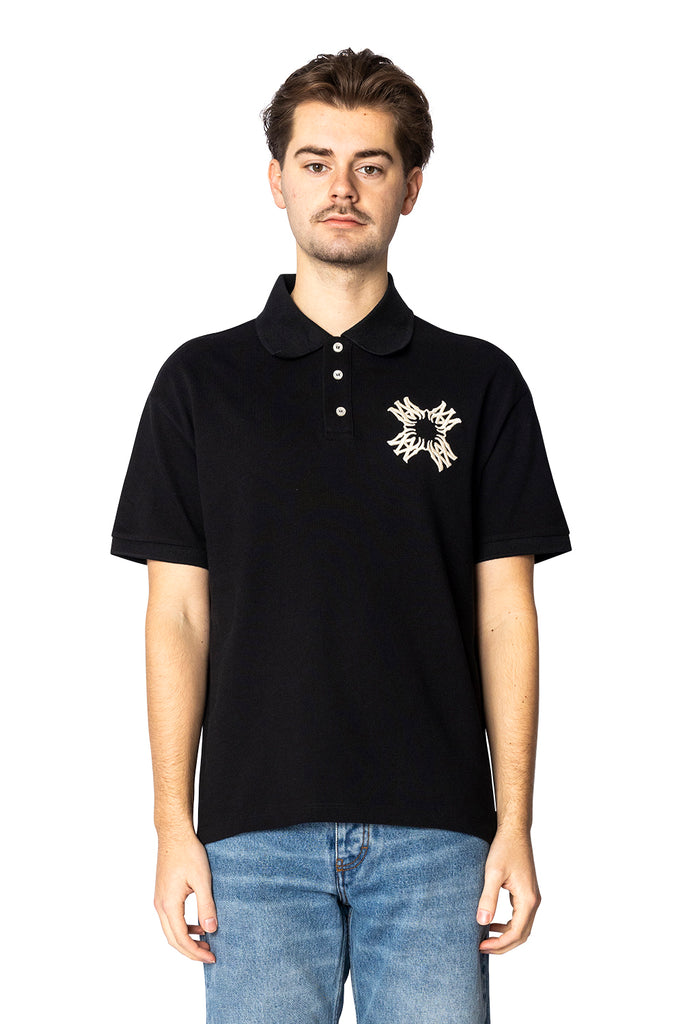 Amiri EMBROIDERED MA QUAD POLO BLACK Tan