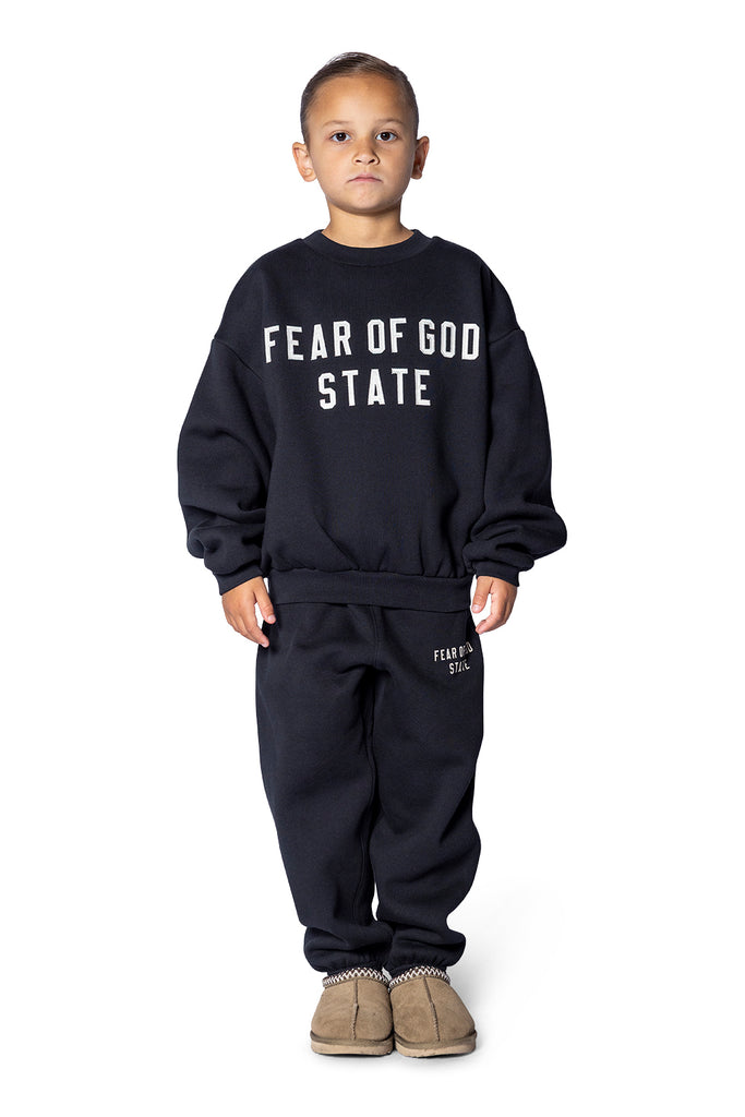 FOG ESSENTIALS KID'S 90'S FIT FLEECE CREW JET BLACK Dark Slate Gray