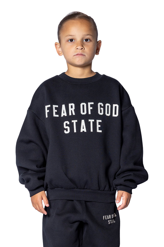 FOG ESSENTIALS KID'S 90'S FIT FLEECE CREW JET BLACK Dark Slate Gray