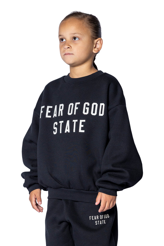 FOG ESSENTIALS KID'S 90'S FIT FLEECE CREW JET BLACK Dark Slate Gray
