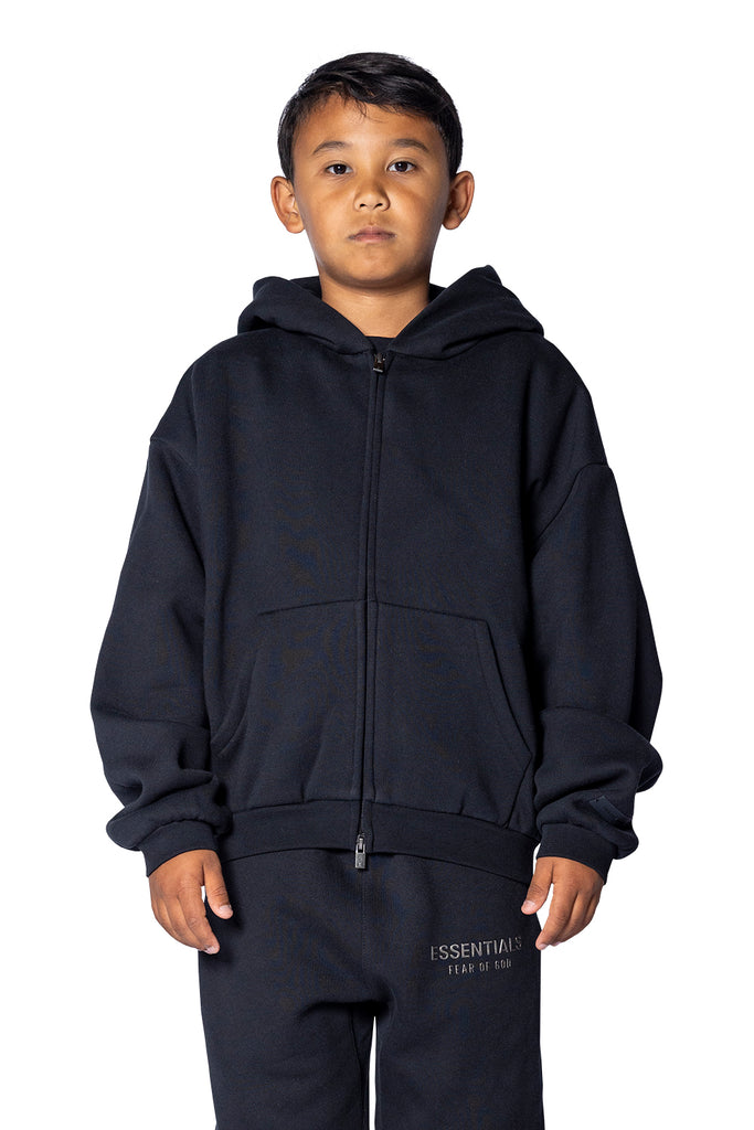 FOG ESSENTIALS KID'S FLEECE HOODIE ZIP-UP JET BLACK Dark Slate Gray
