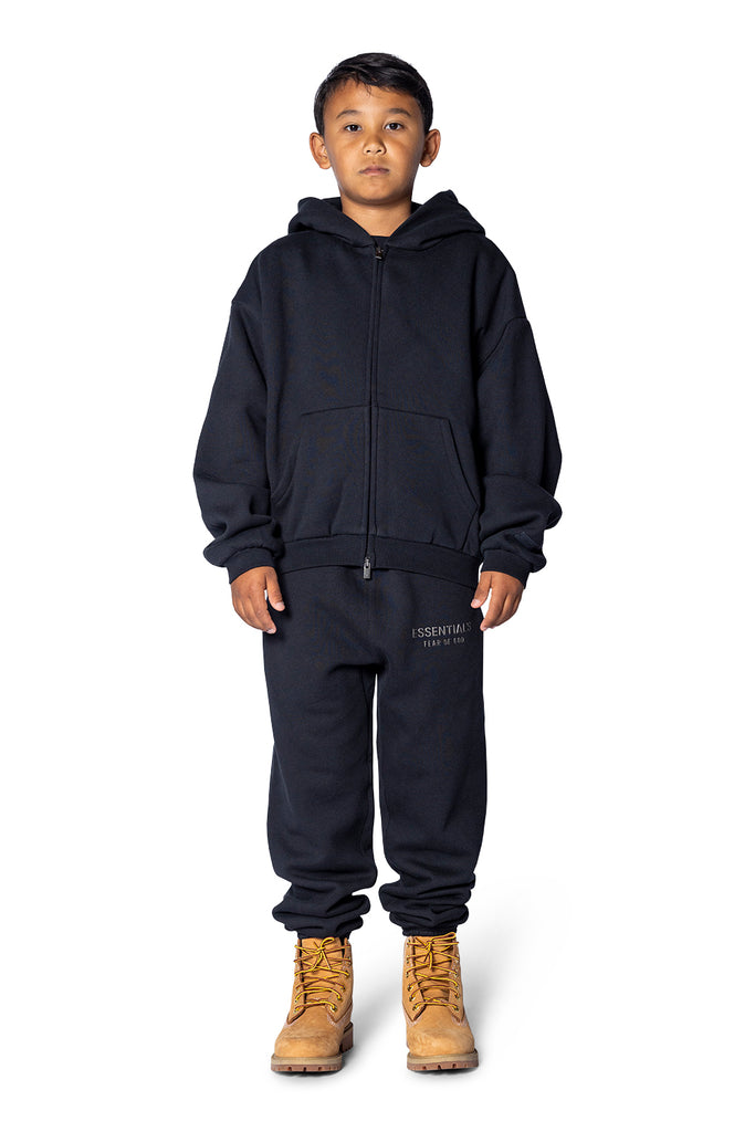FOG ESSENTIALS KID'S FLEECE HOODIE ZIP-UP JET BLACK Dark Slate Gray