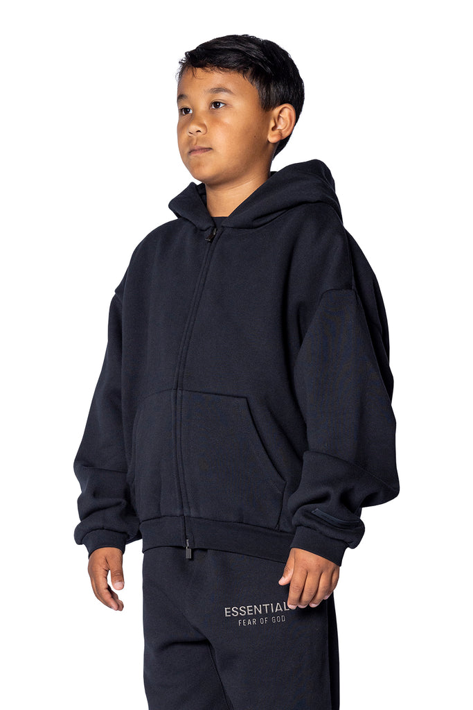 FOG ESSENTIALS KID'S FLEECE HOODIE ZIP-UP JET BLACK Dark Slate Gray