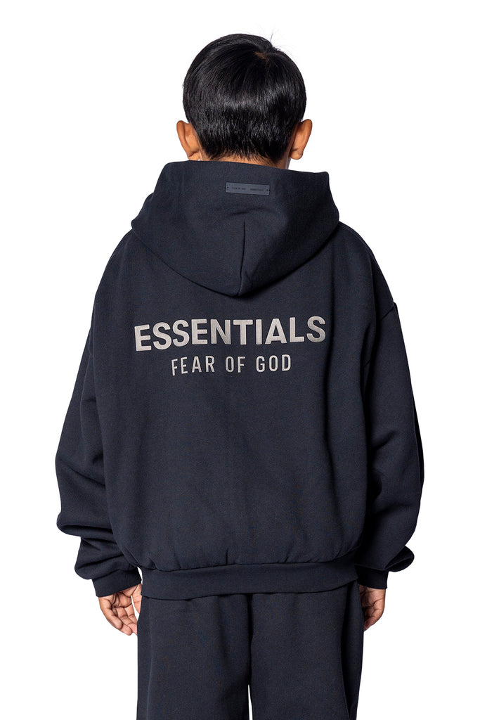 FOG ESSENTIALS KID'S FLEECE HOODIE ZIP-UP JET BLACK Dark Slate Gray