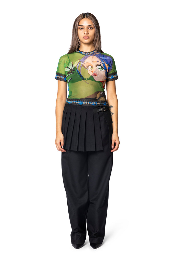 OTTOLINGER MESH T-SHIRT PRINT GREEN Tan