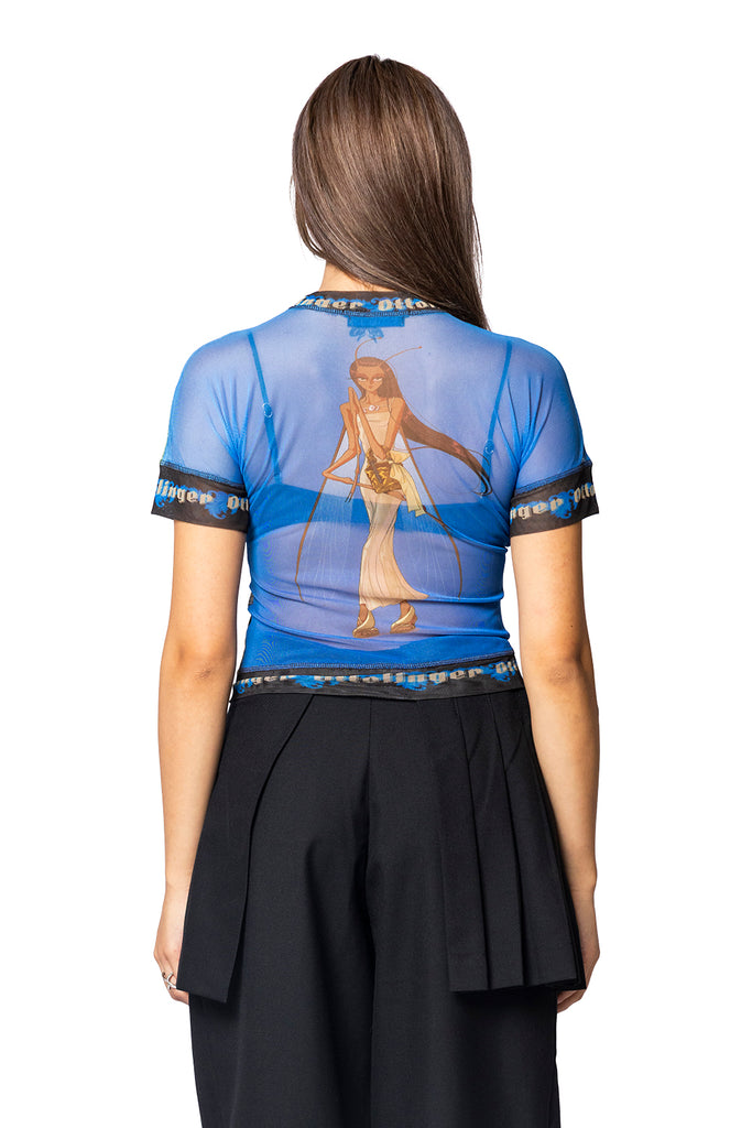 OTTOLINGER MESH T-SHIRT PRINT GREEN Tan