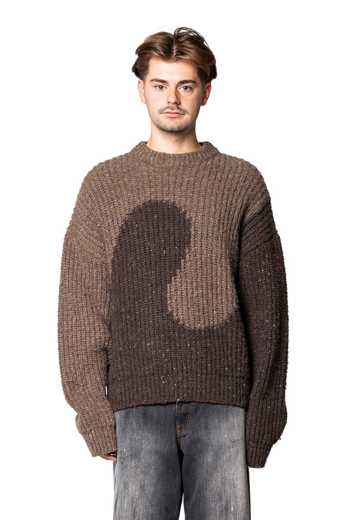 ERL SWIRL WOOL CREWNECK KNIT BROWN Dim Gray