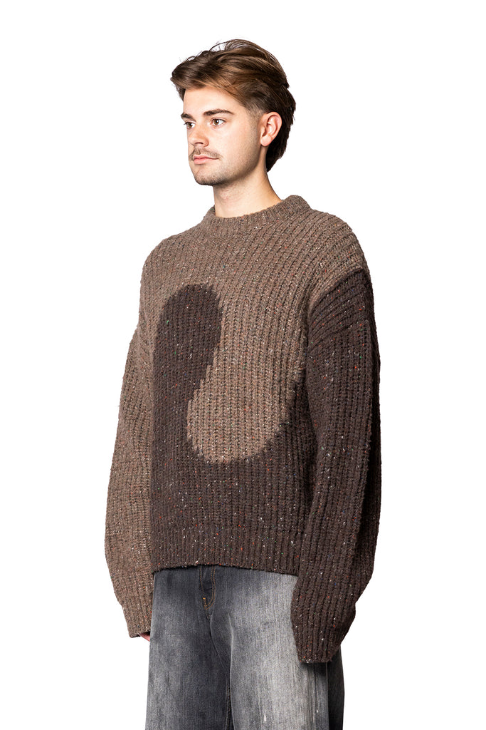 ERL SWIRL WOOL CREWNECK KNIT BROWN Dim Gray