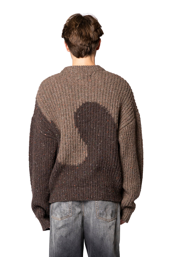 ERL SWIRL WOOL CREWNECK KNIT BROWN Dark Slate Gray