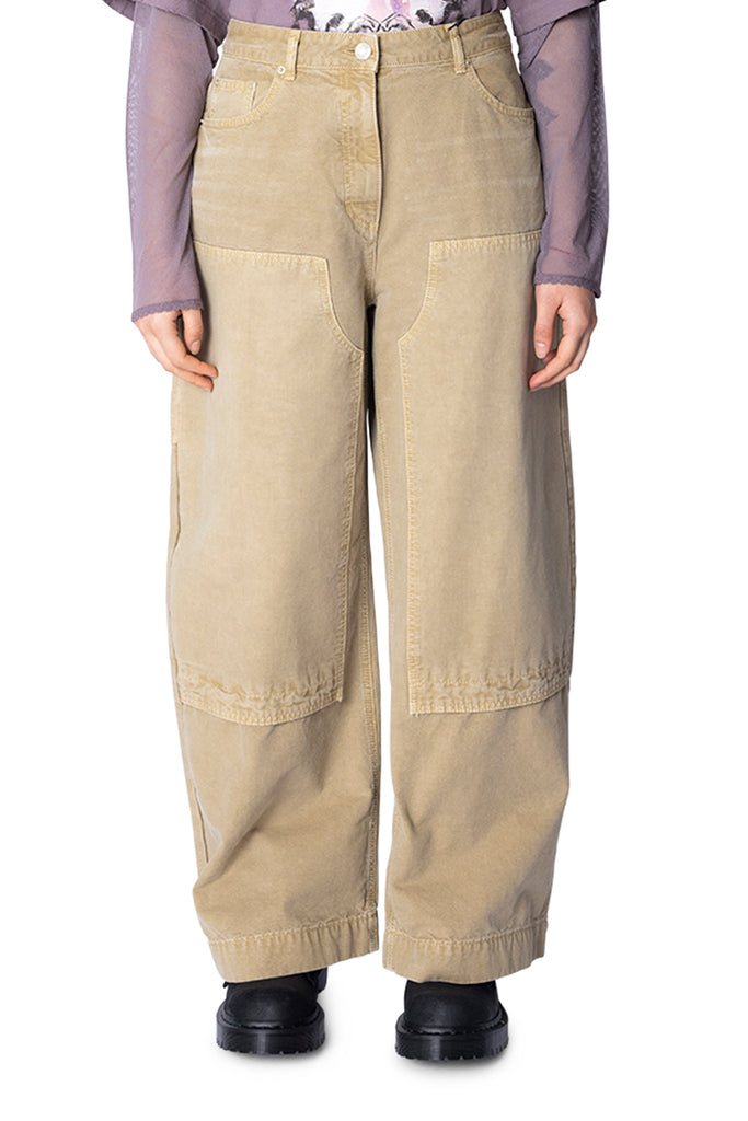 Juun.J BARREL FIT OVERDYED CARPENTER PANTS BEIGE Tan