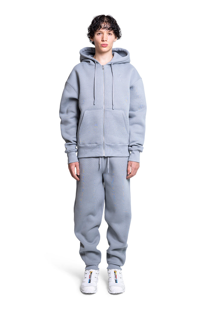 Ami Paris ZIPPED AMI DE COEUR HOODIE CLAY BLUE Gray