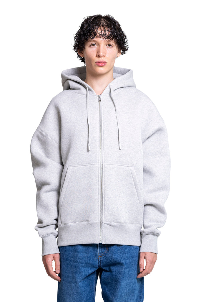 Ami Paris ZIPPED AMI DE COEUR HOODIE HEATHER ASH GREY Light Gray