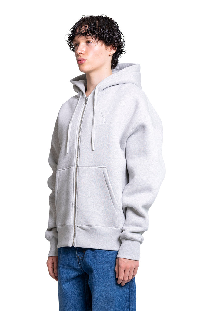 Ami Paris ZIPPED AMI DE COEUR HOODIE HEATHER ASH GREY Dark Slate Gray