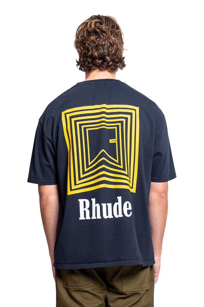 RHUDE CHEVRON LOGO REPEAT TEE VTG BLACK Dark Slate Gray