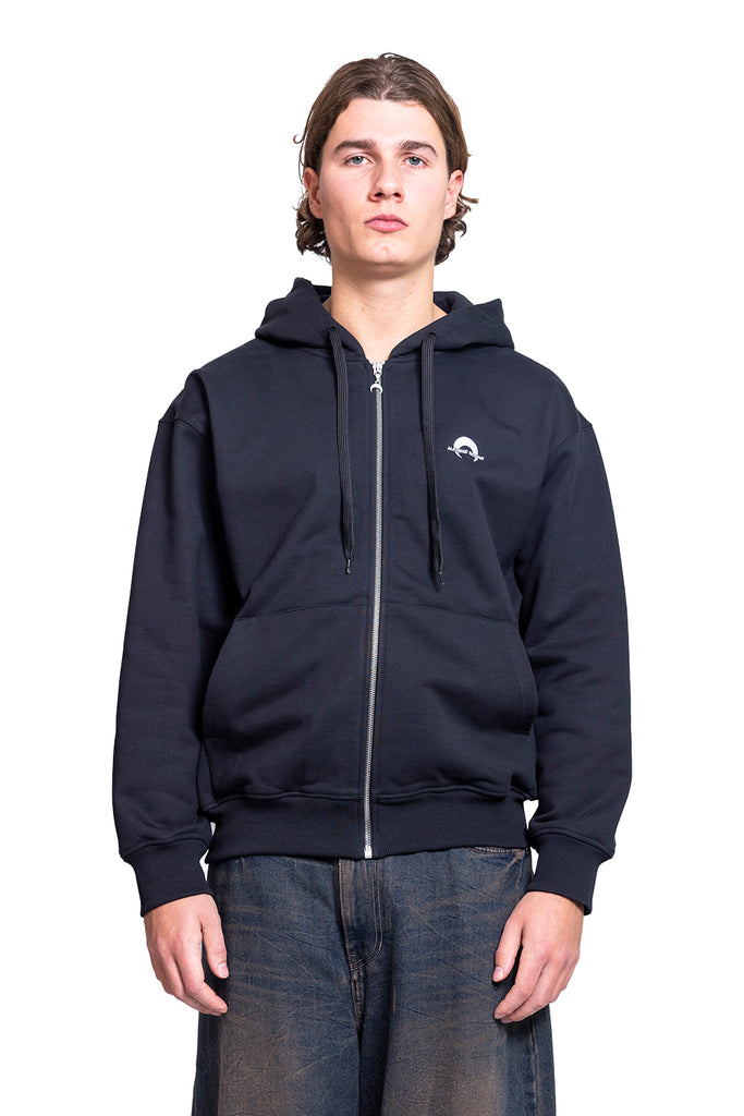 Marine Serre MOON LOGO FLEECE ZIPPED HOODIE BLACK Dark Slate Gray