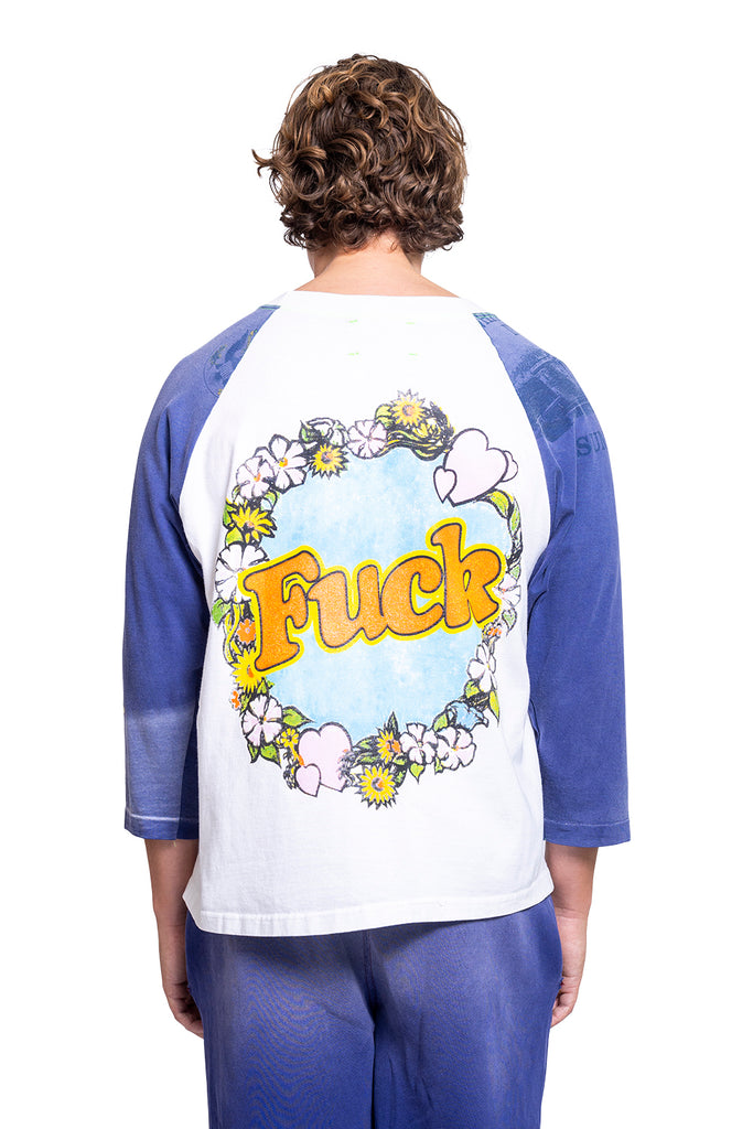 Better With Age SHIT FUCK RAGLAN TEE WHITE / FADED BLUE Lavender