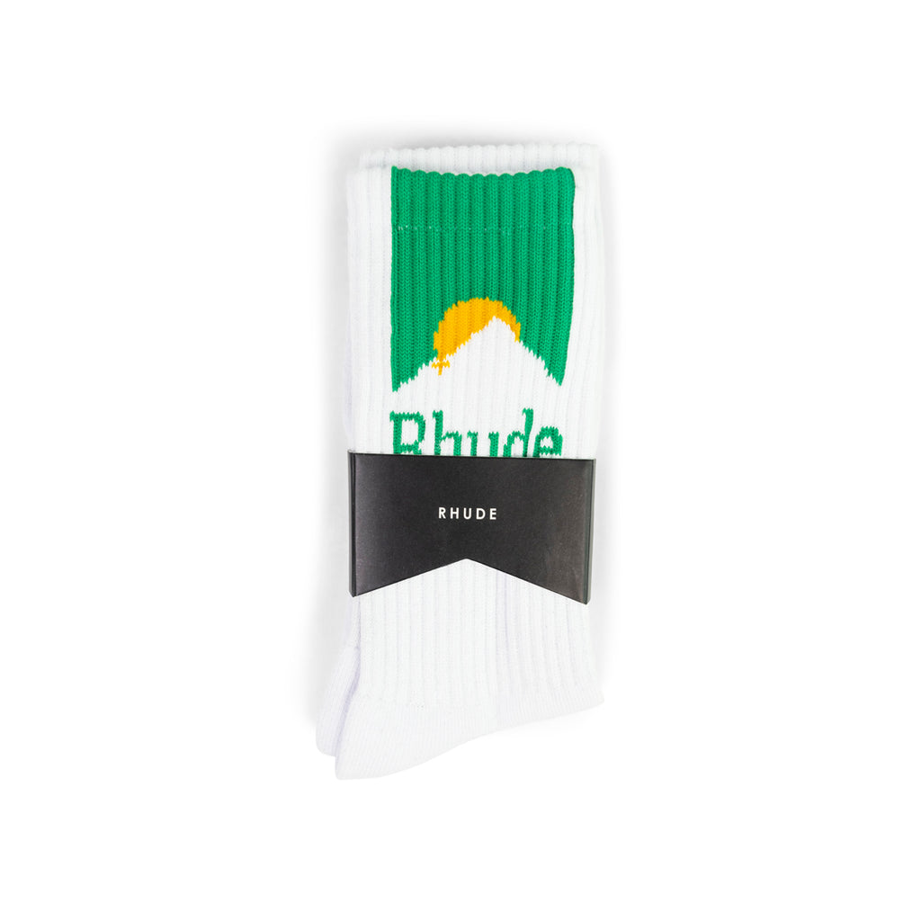 RHUDE RHUDE MOONLIGHT SOCK WHITE/GREEN/YELLOW White Smoke