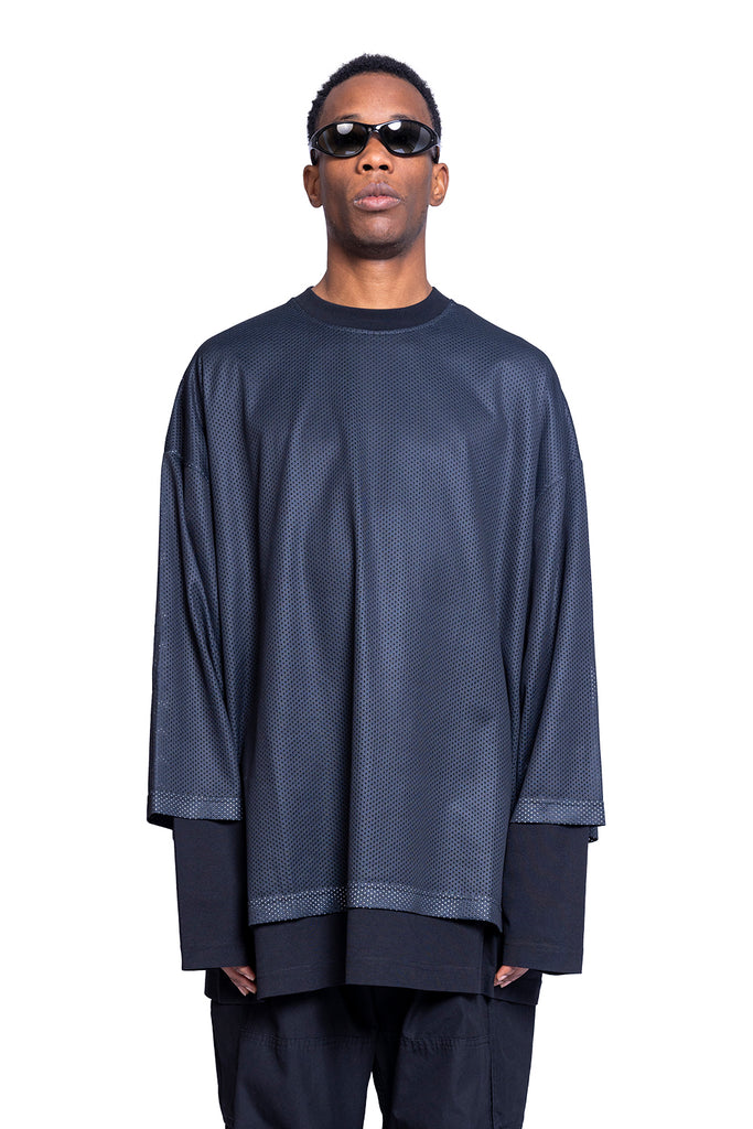 032c ''GAME'' LAYERED MESH LS WASHED BLACK Light Gray