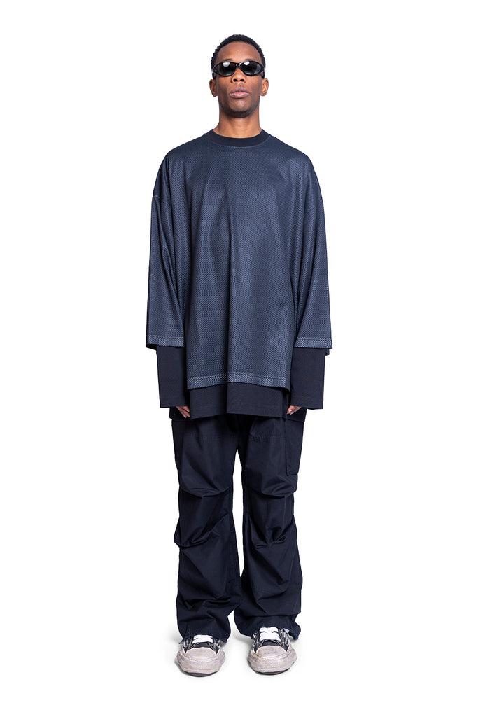 032c ''GAME'' LAYERED MESH LS WASHED BLACK Dark Slate Gray