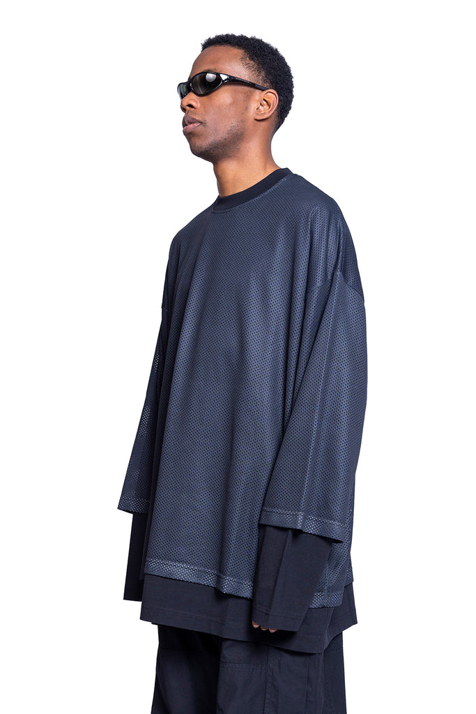 032c ''GAME'' LAYERED MESH LS WASHED BLACK Dark Slate Gray