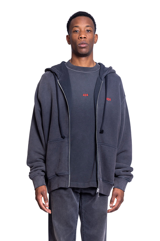 424 ZIP UP HOODIE BLACK Dark Slate Gray